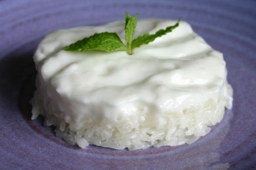 Sticky Rice "Cake" with Coconut Cream "Frosting"
